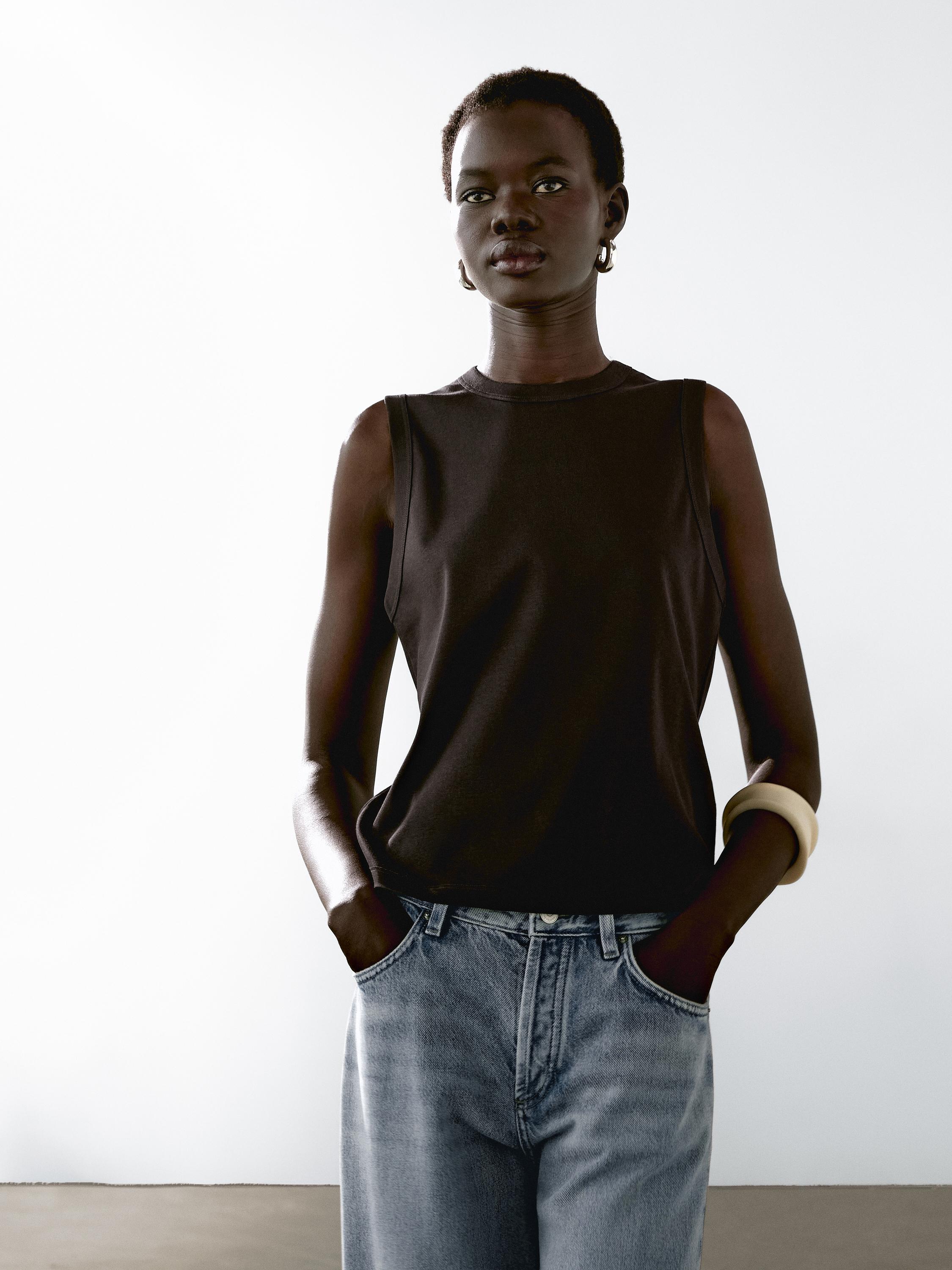 Mercerised cotton crew neck T-shirt